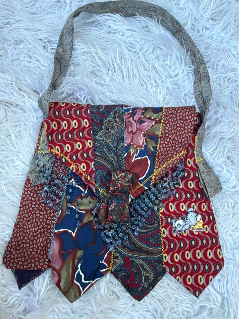 Necktie Patchwork Purse - Hamdmade and Recycled